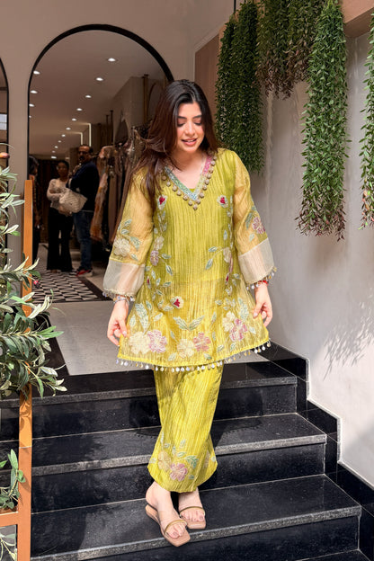 Sanmati Embroidered Tissue Co ord Set