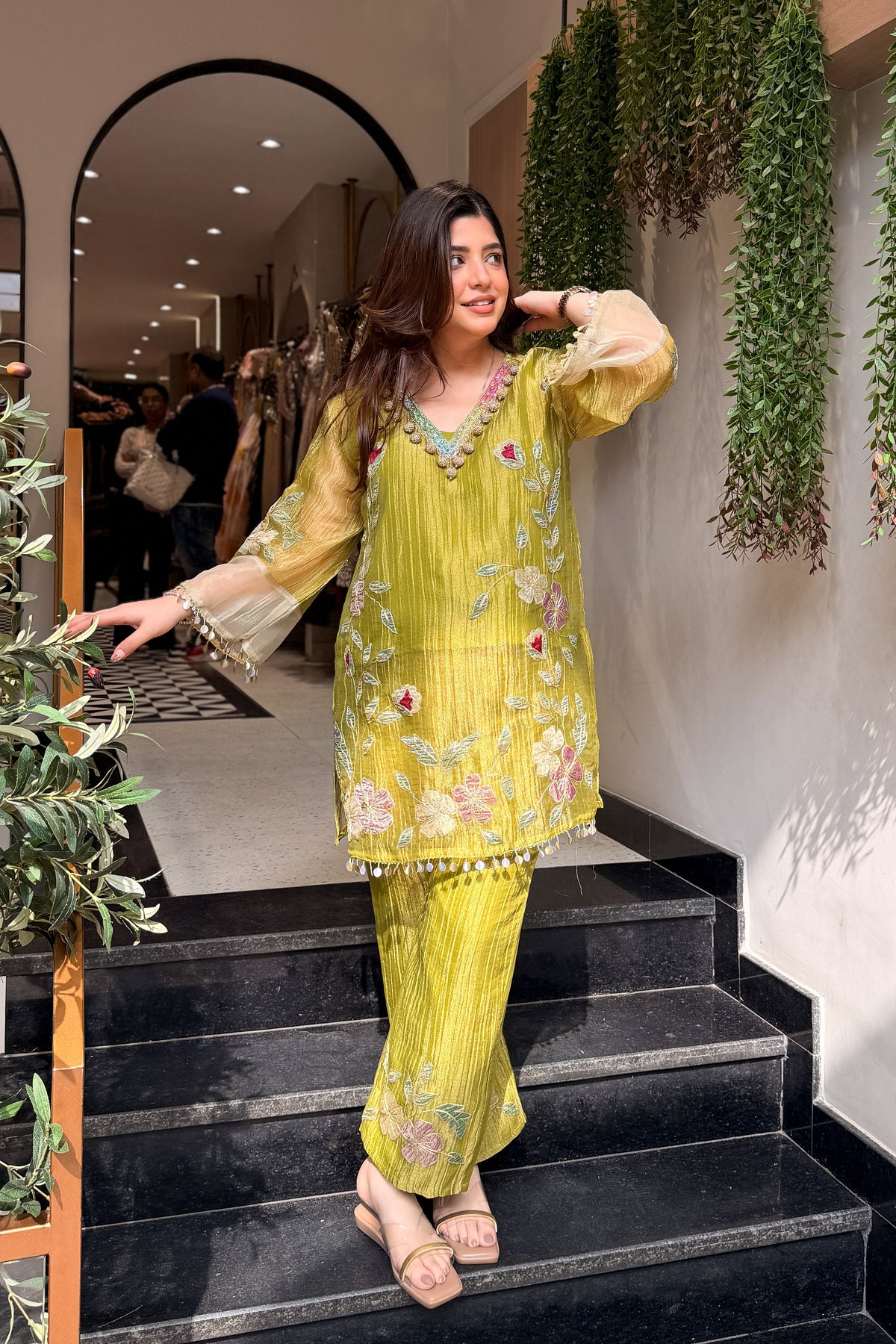 Sanmati Embroidered Tissue Co ord Set
