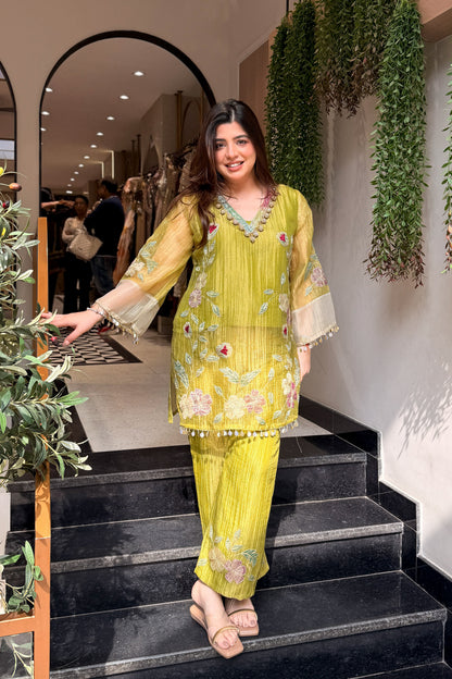 Sanmati Embroidered Tissue Co ord Set
