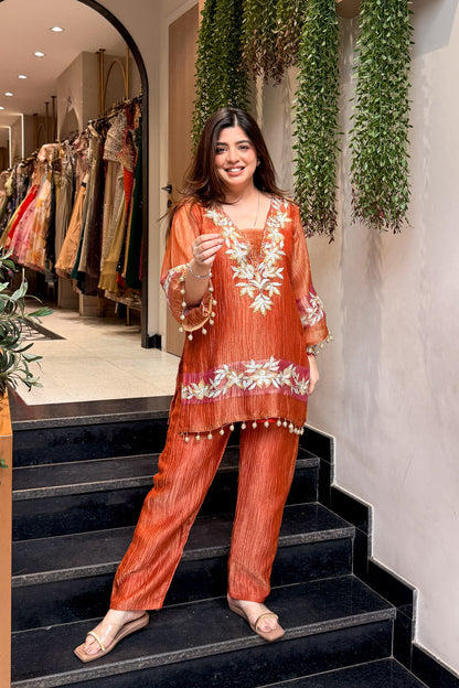 Rihashi Floral Embroidered Co ord Set