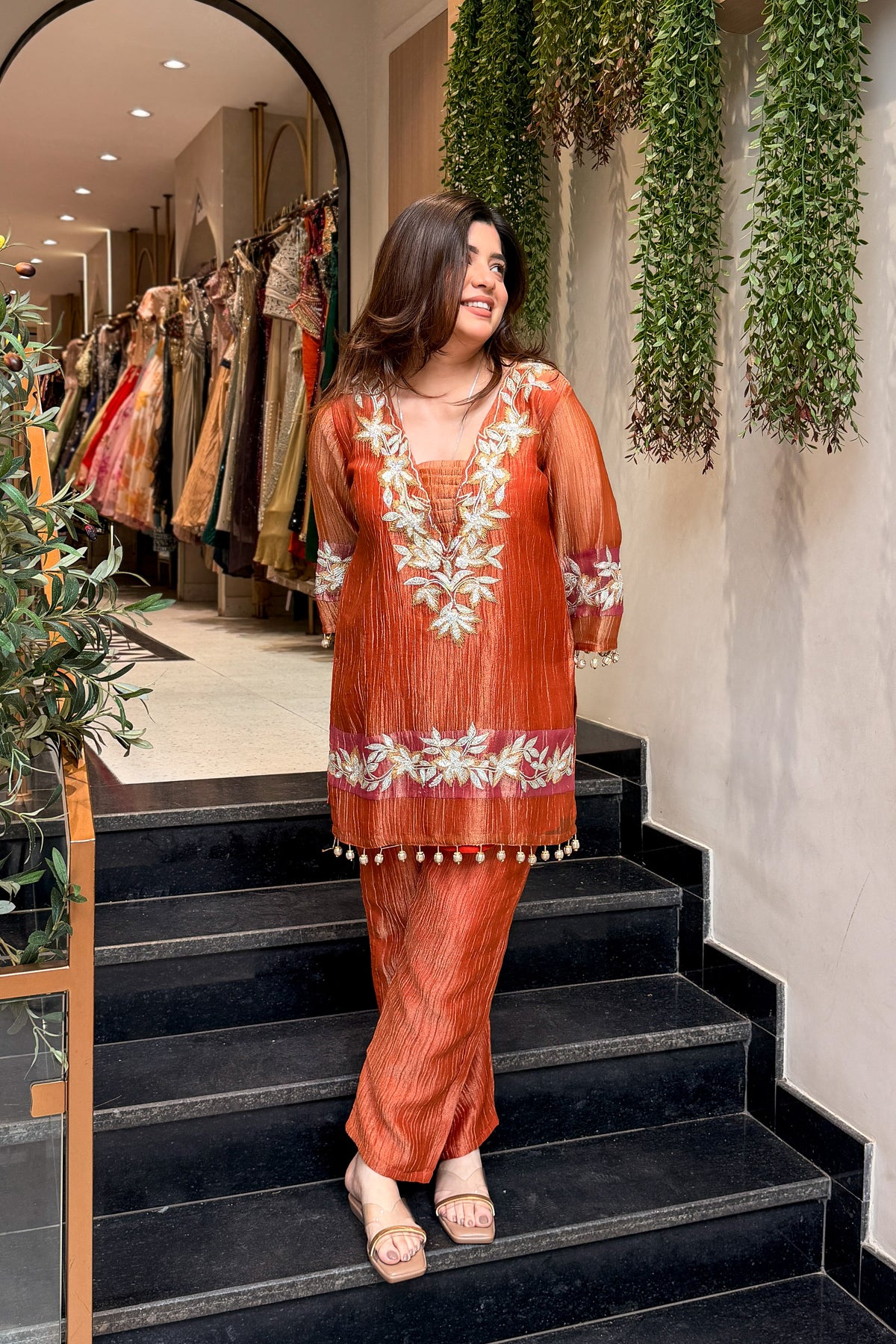 Rihashi Floral Embroidered Co ord Set