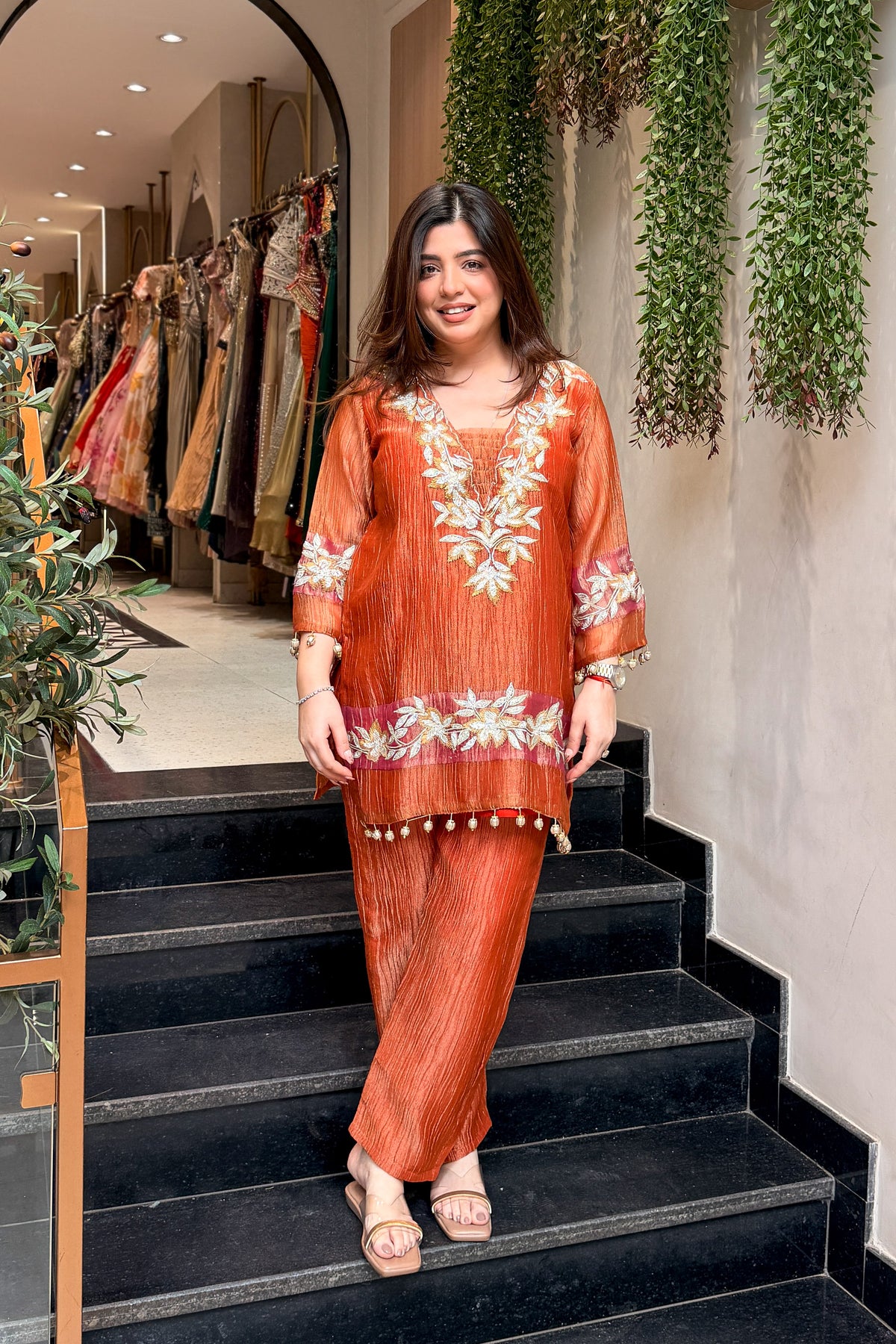 Rihashi Floral Embroidered Co ord Set