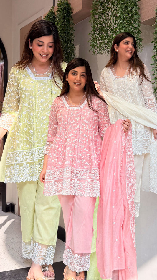 Ishmira Schiffli Short Anarkali Suit Set