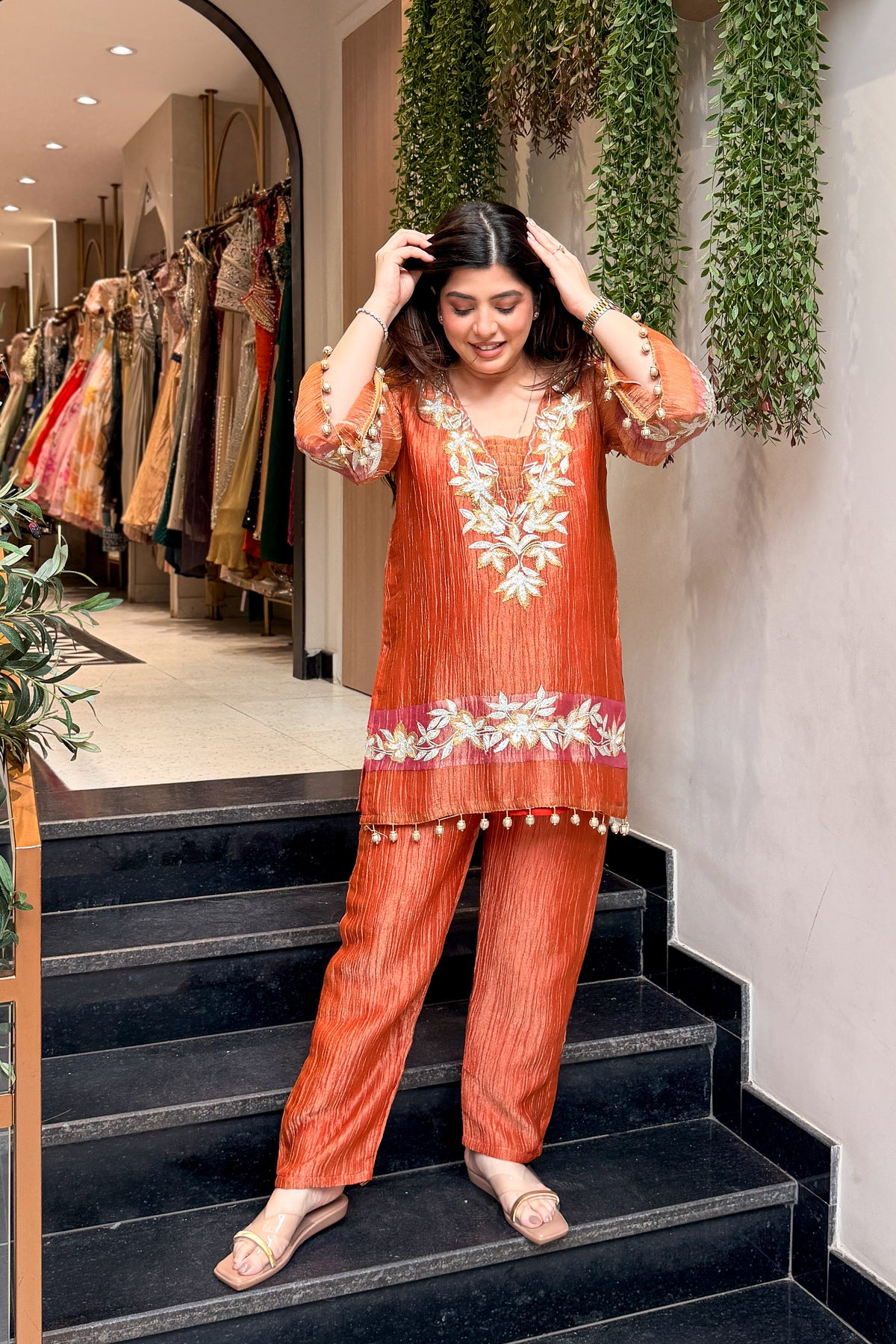 Rihashi Floral Embroidered Co ord Set
