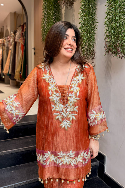 Rihashi Floral Embroidered Co ord Set