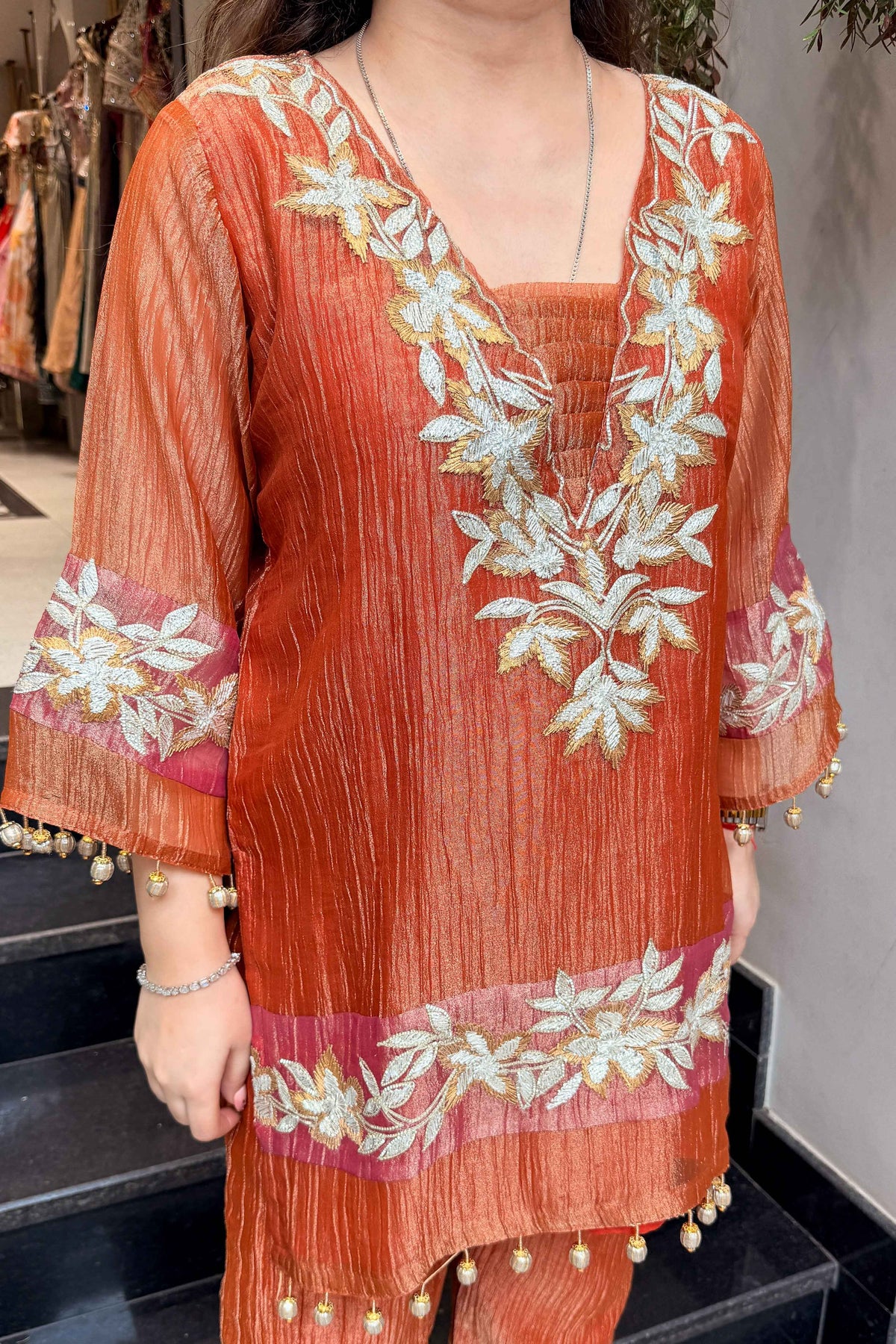 Rihashi Floral Embroidered Co ord Set