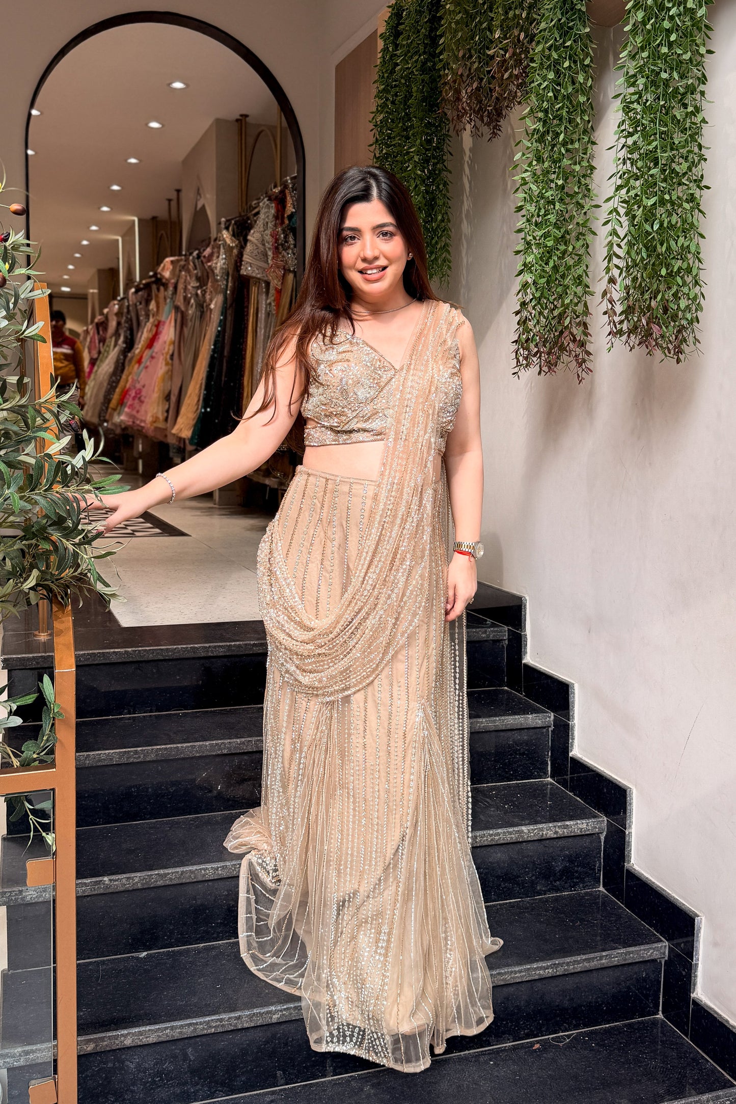 Ashvika Hand Embroidered Drape Saree