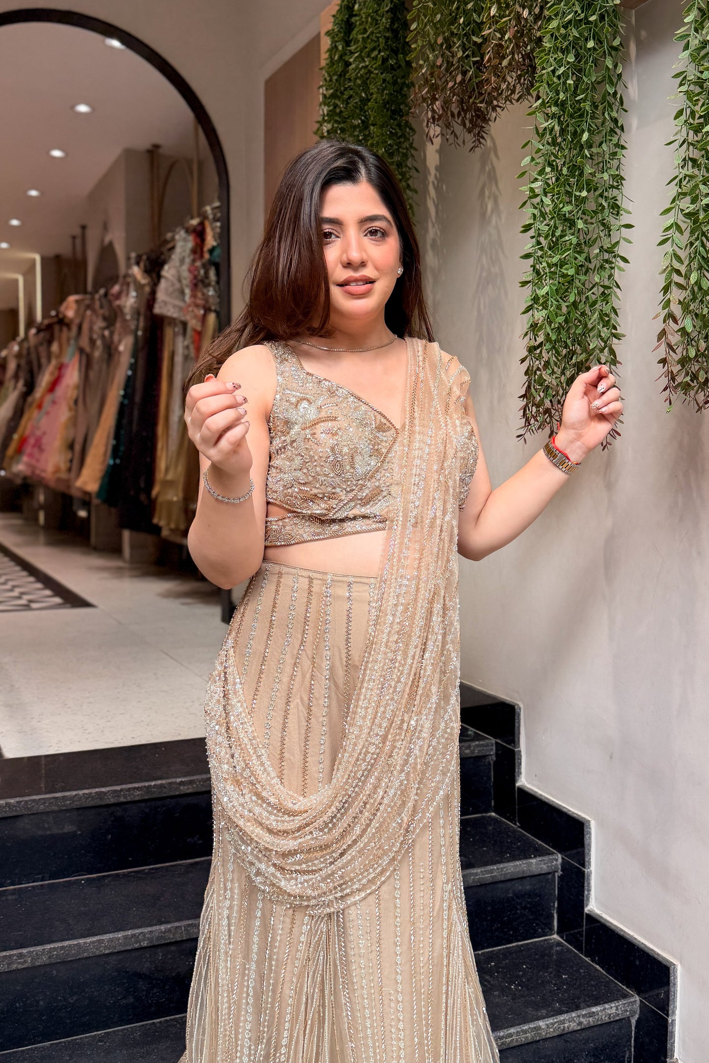 Ashvika Hand Embroidered Drape Saree