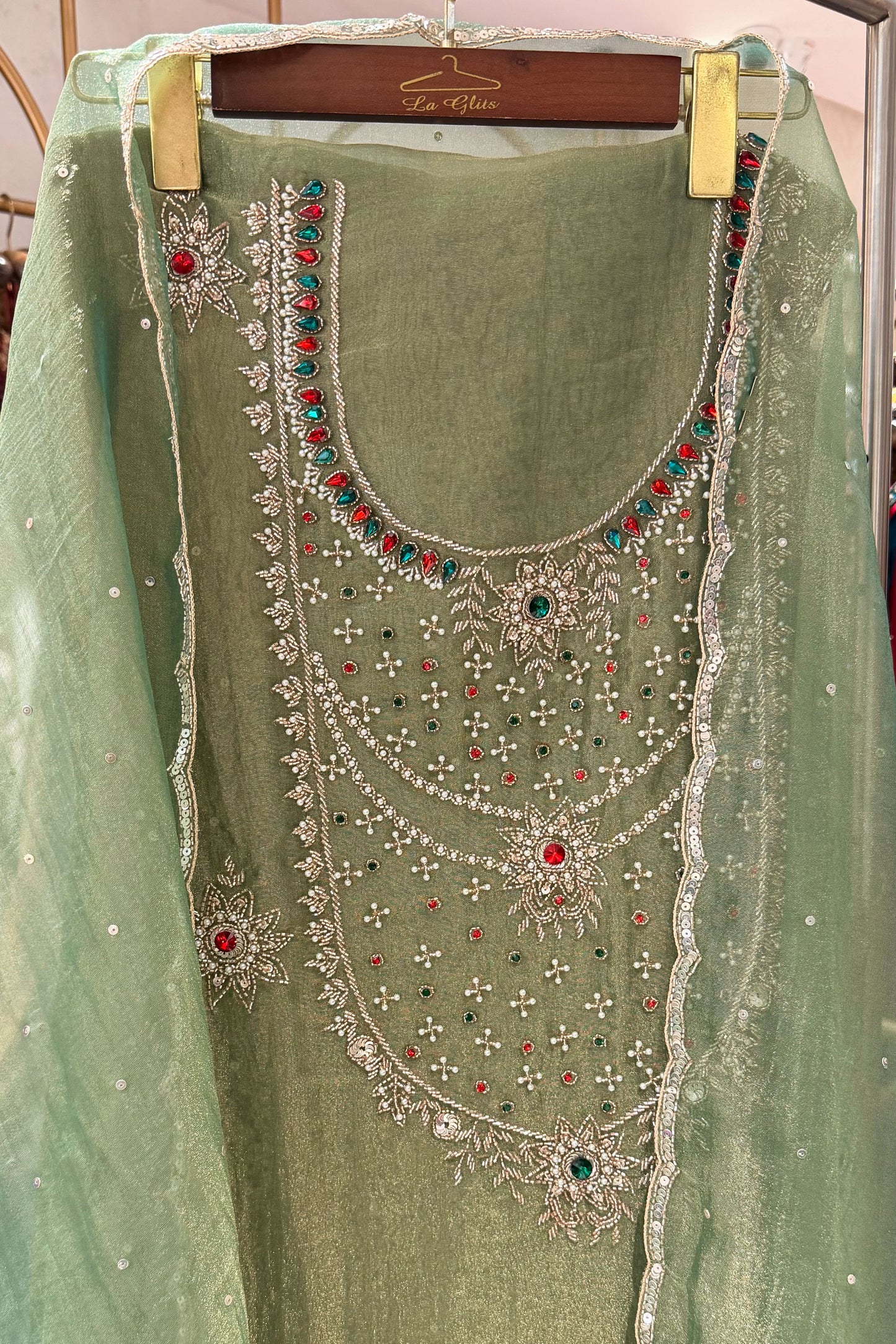 Rimsha Hand Embroidered Unstitched Suit Set