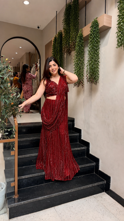Ashvika Hand Embroidered Drape Saree