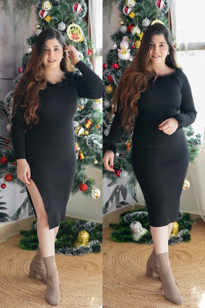 Esther Black Knitted Dress