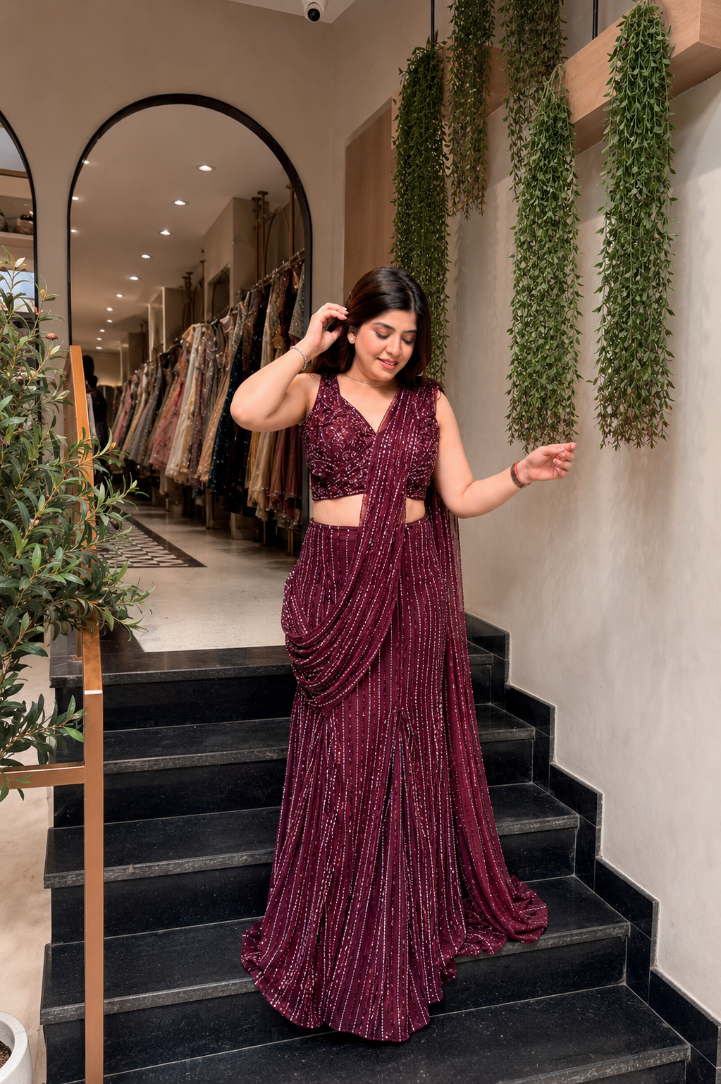 Ashvika Hand Embroidered Drape Saree