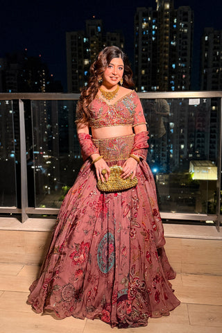 Jeesha Floral Hand Embroidered Lehenga