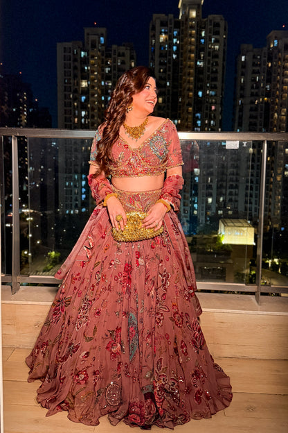 Jeesha Floral Hand Embroidered Lehenga