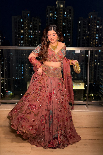 Jeesha Floral Hand Embroidered Lehenga