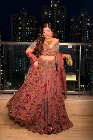 Jeesha Floral Hand Embroidered Lehenga