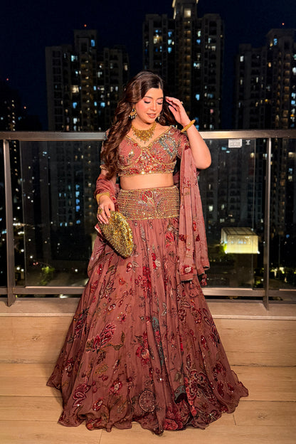Jeesha Floral Hand Embroidered Lehenga