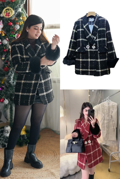 Cerai Crystal Embellished Tweed Coat