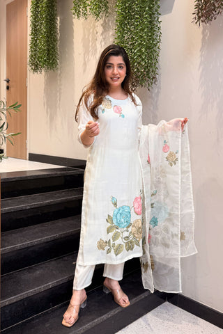 Vamika Floral Hand Painted Suit Set