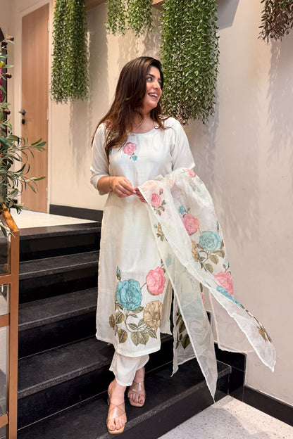 Vamika Floral Hand Painted Suit Set