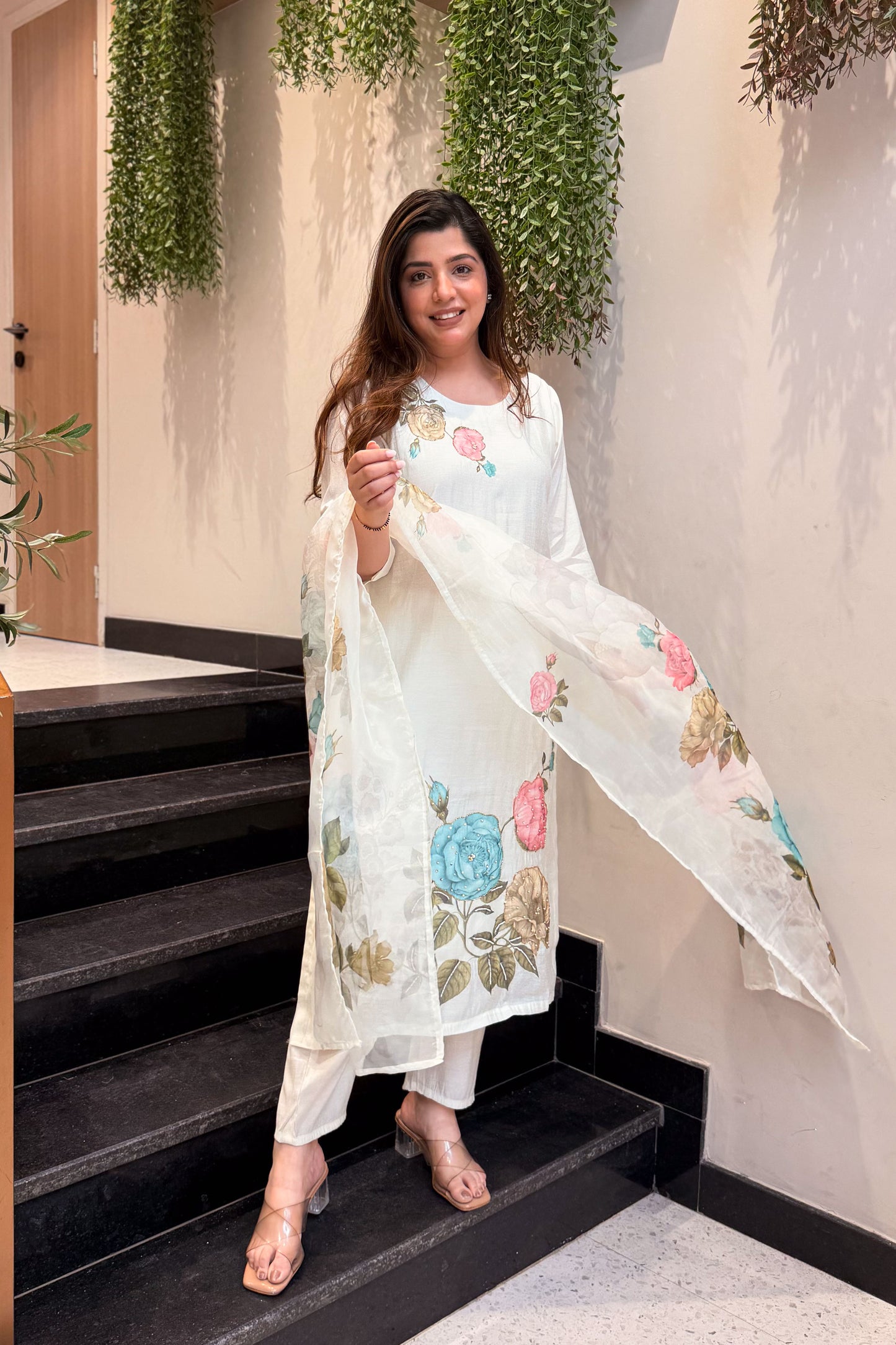 Vamika Floral Hand Painted Suit Set