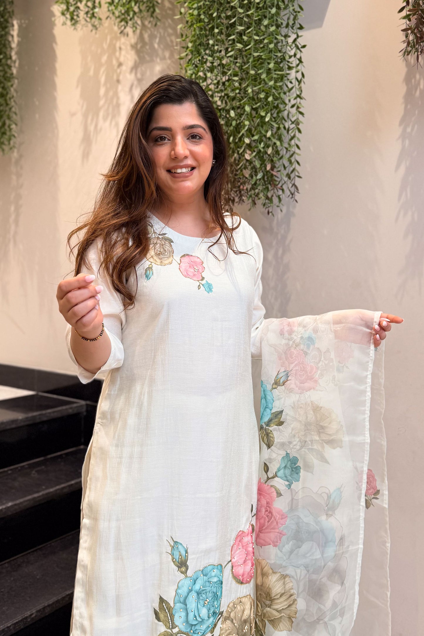 Vamika Floral Hand Painted Suit Set