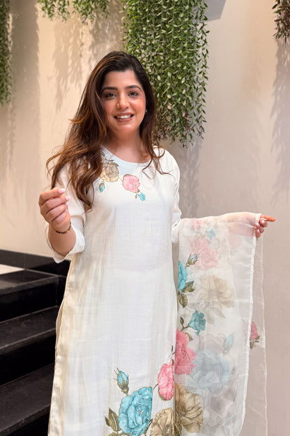 Vamika Floral Hand Painted Suit Set