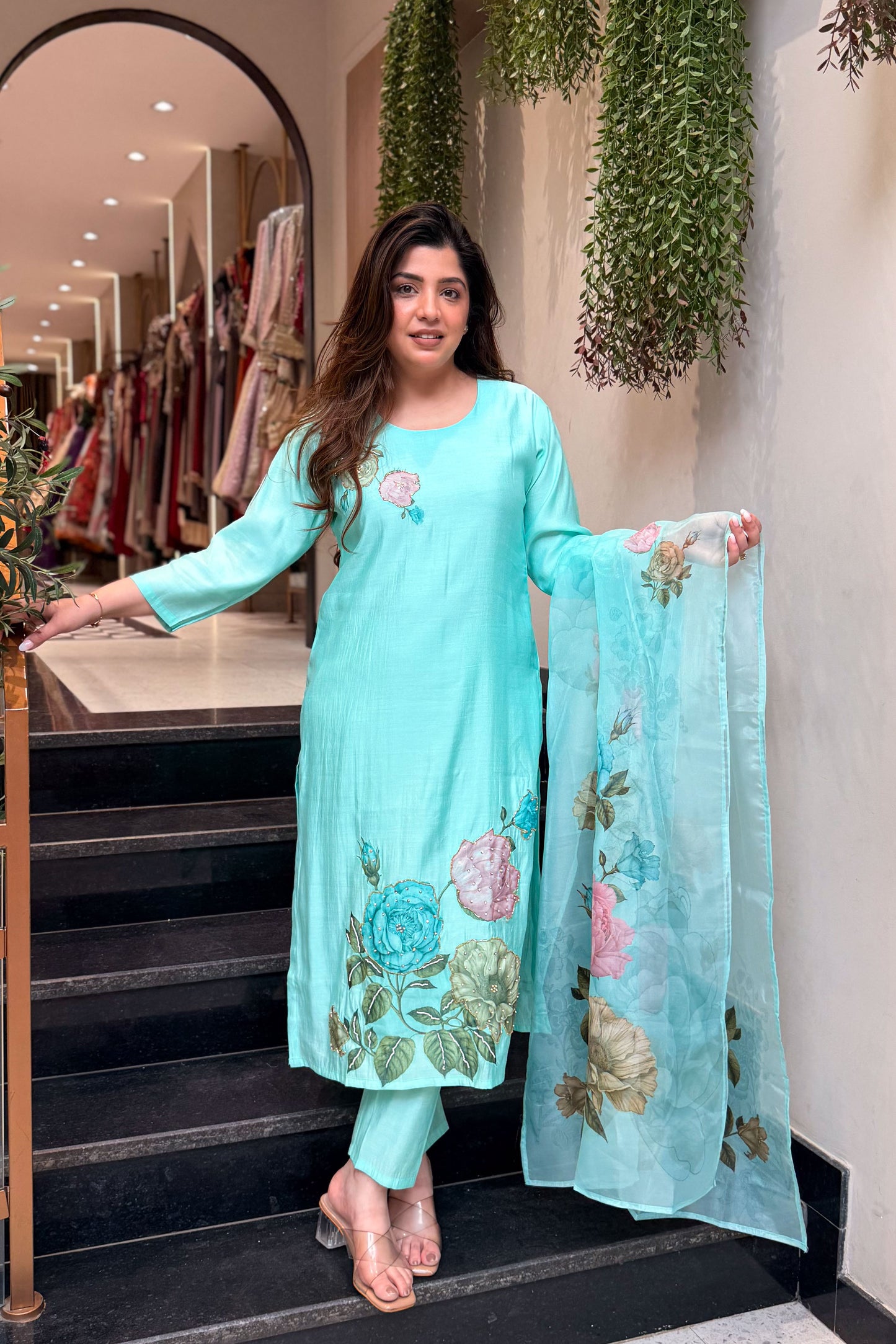 Vamika Floral Hand Painted Suit Set
