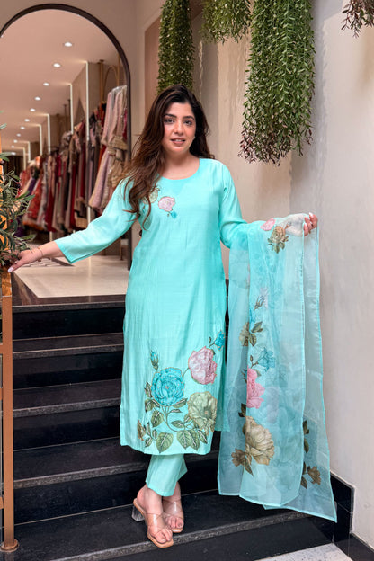 Vamika Floral Hand Painted Suit Set