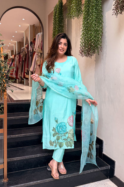 Vamika Floral Hand Painted Suit Set