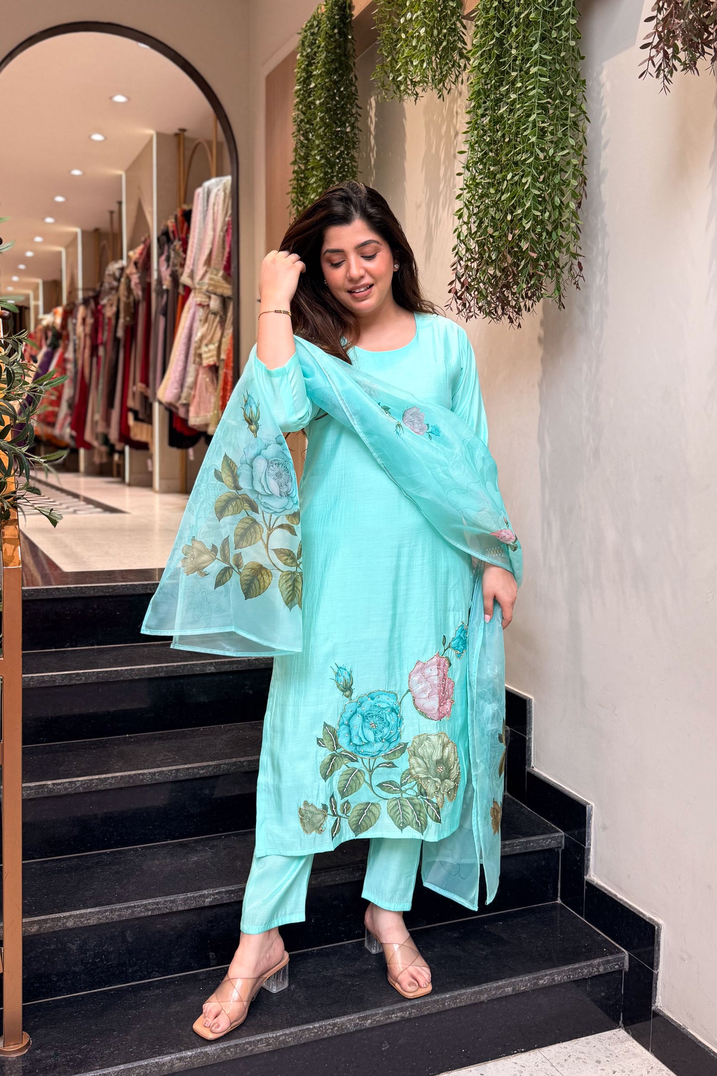 Vamika Floral Hand Painted Suit Set