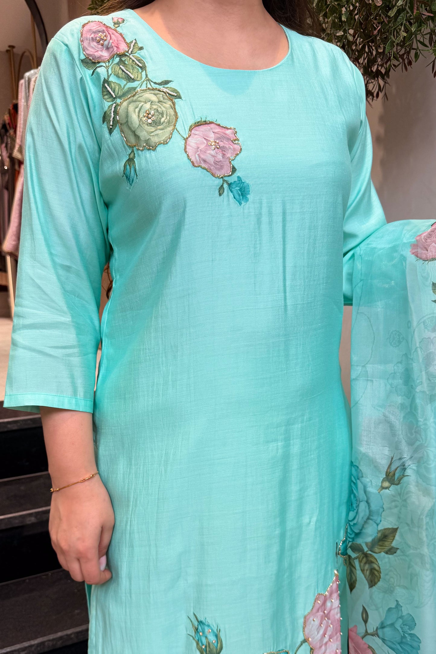 Vamika Floral Hand Painted Suit Set