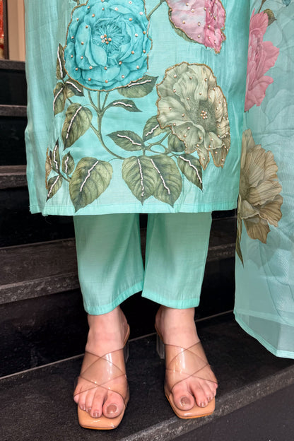Vamika Floral Hand Painted Suit Set