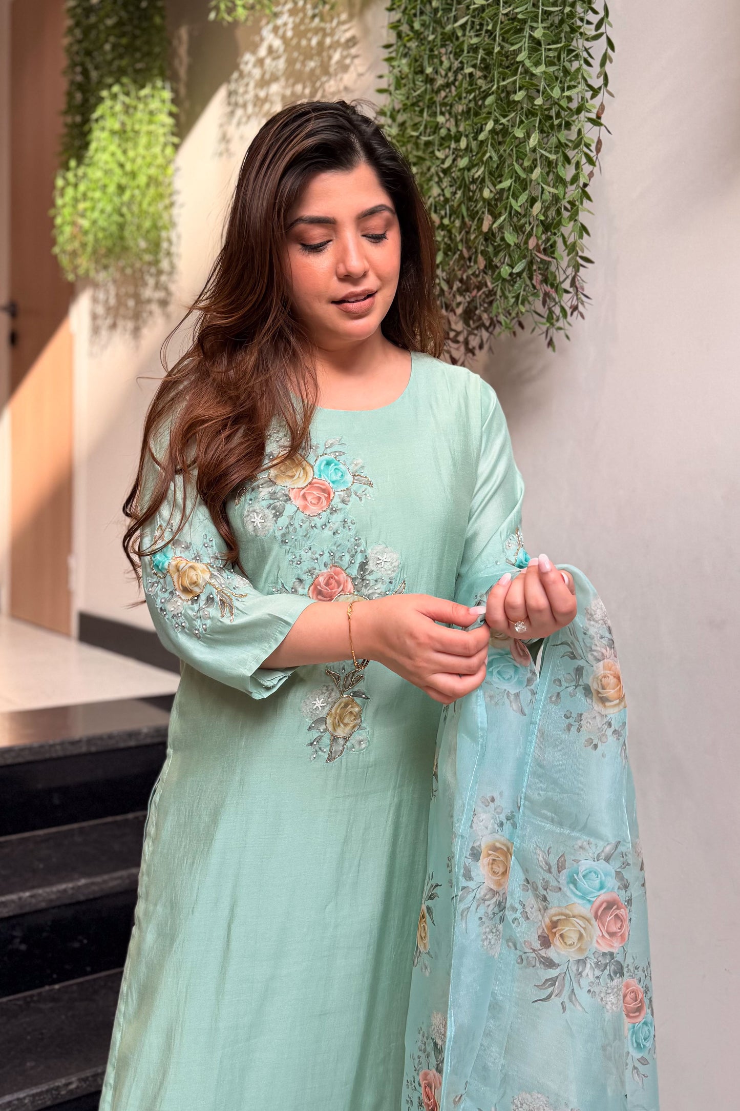 Vafa Floral Embroidered Suit Set