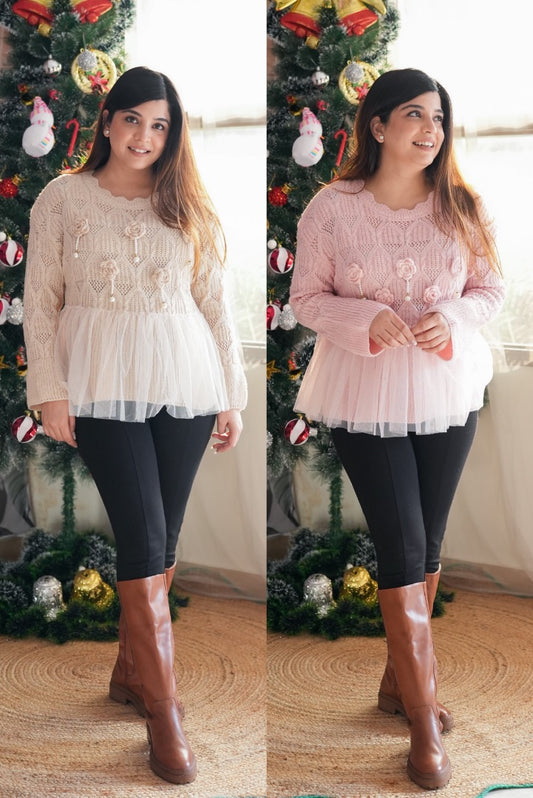 Naomi Knitted Frill Top