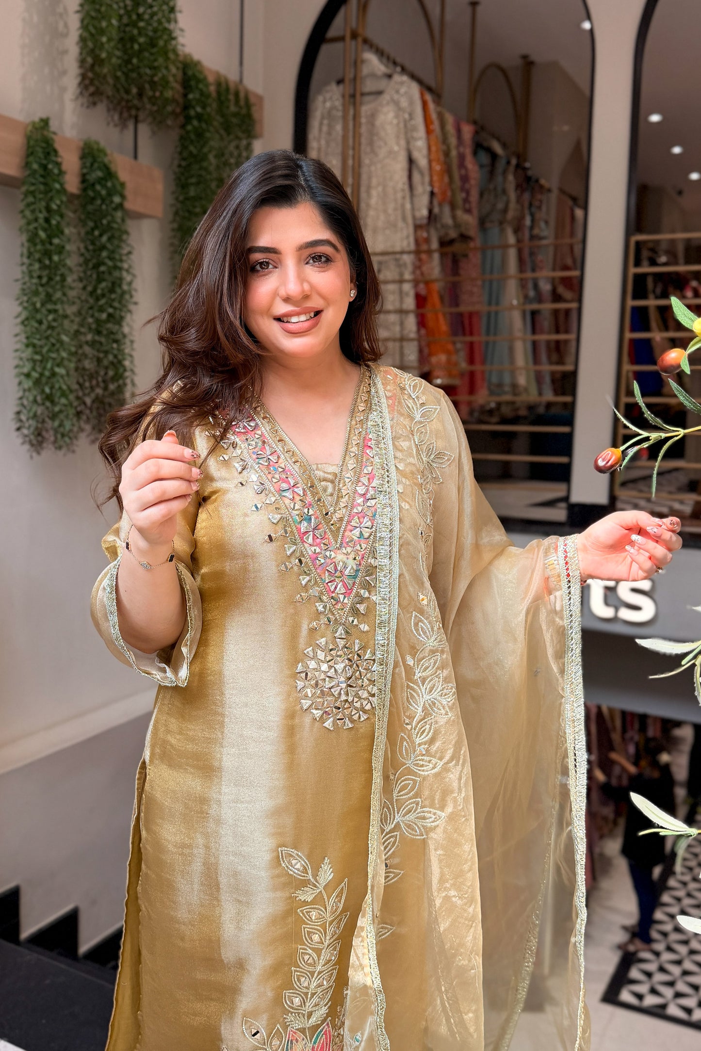 Anika Mirror & Gotta Embroidered Suit Set