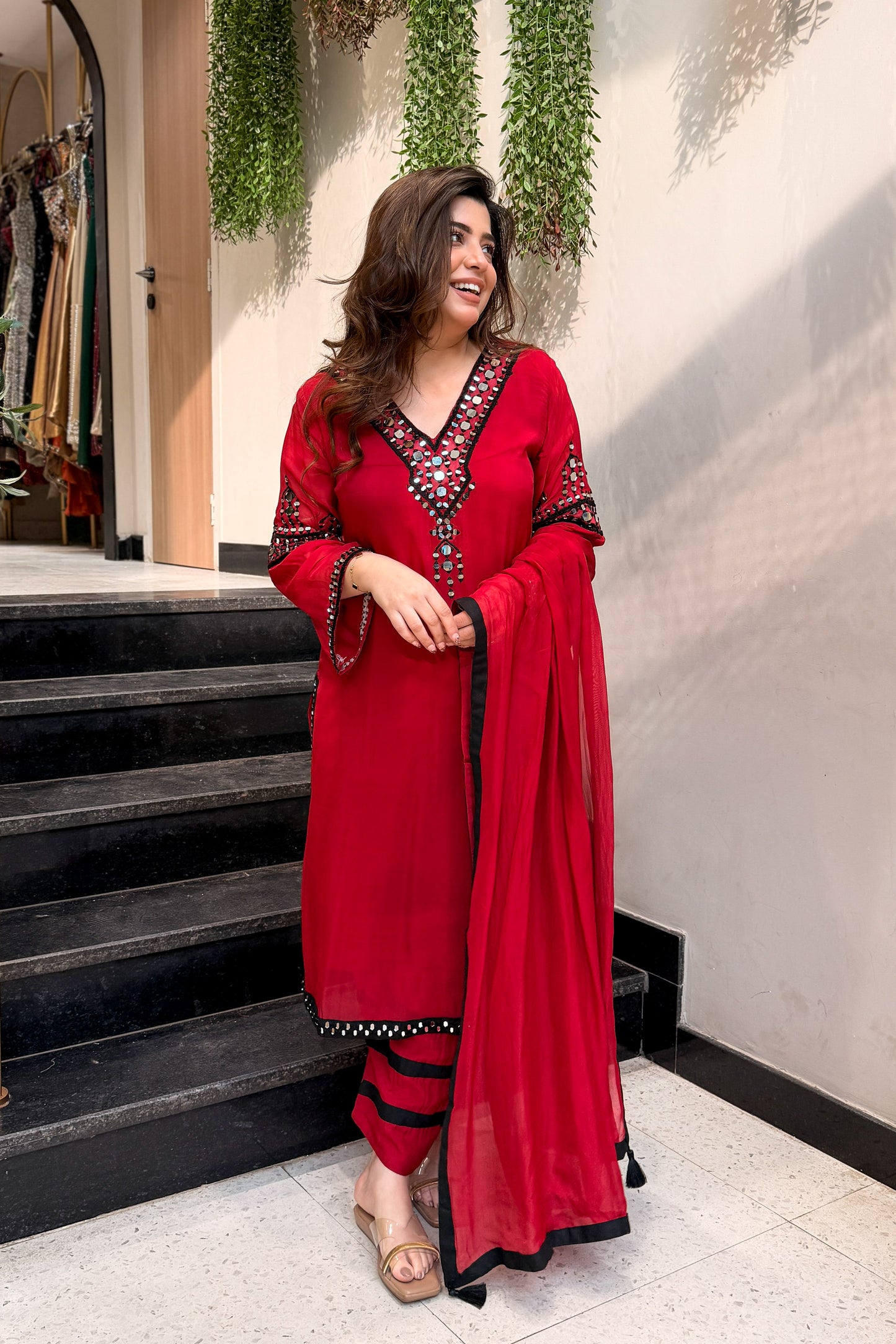 Riyanvi Mirror Embroidered Suit Set