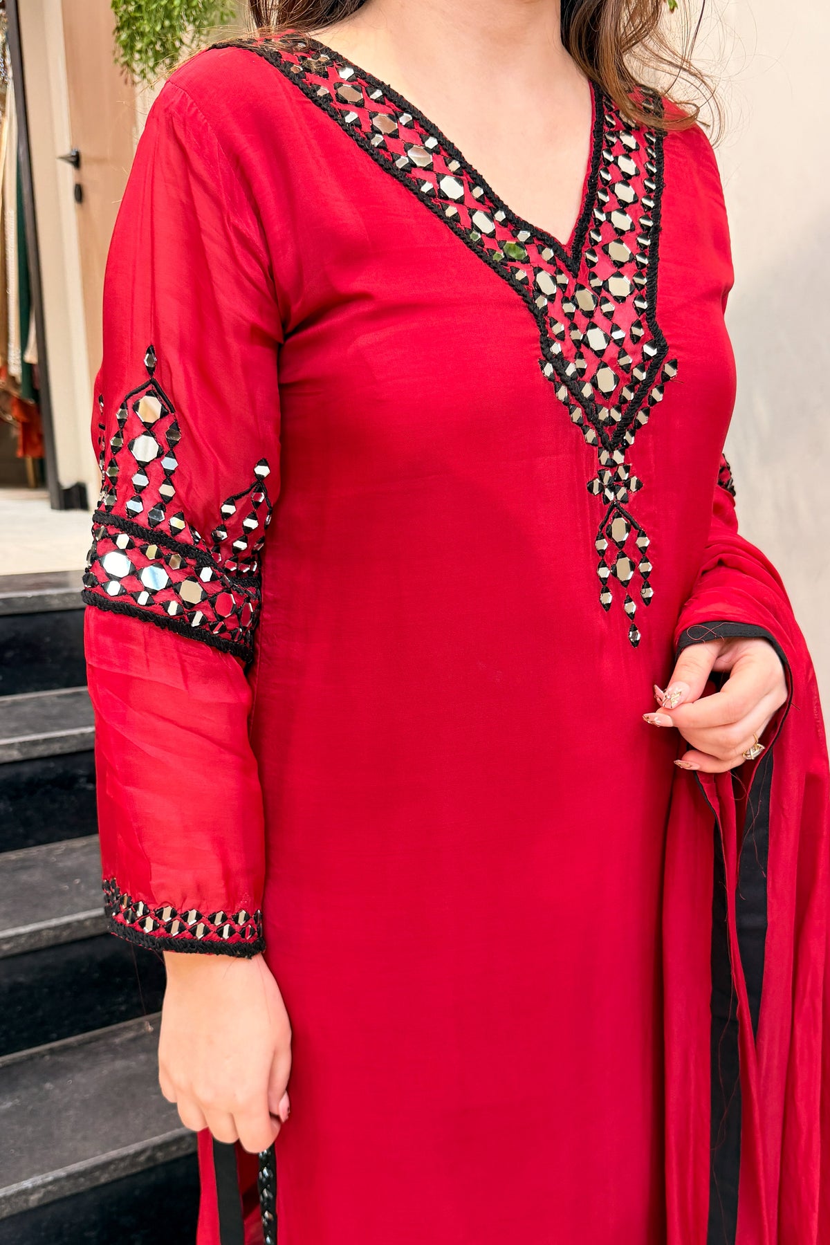 Riyanvi Mirror Embroidered Suit Set