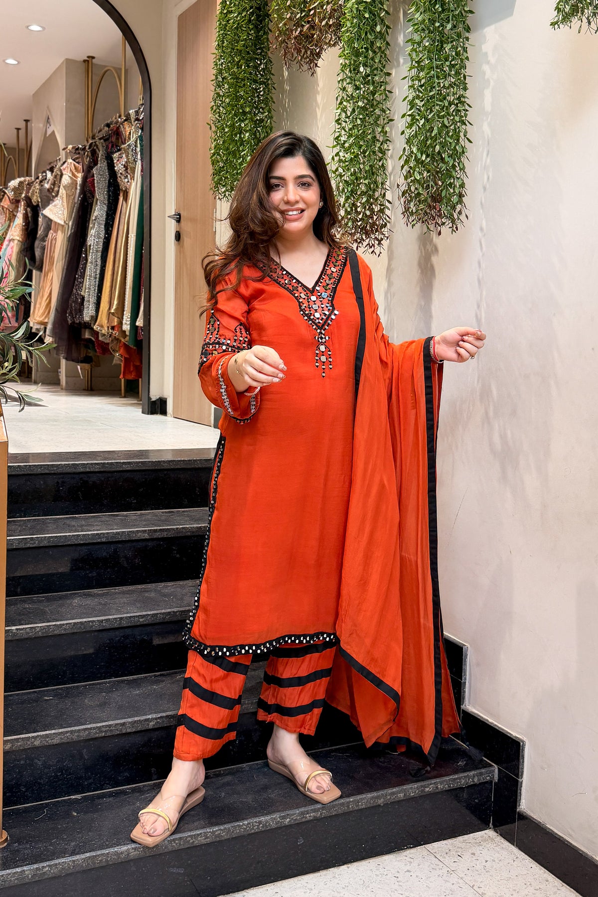 Riyanvi Mirror Embroidered Suit Set