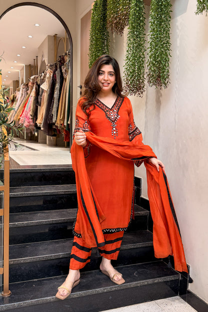 Riyanvi Mirror Embroidered Suit Set