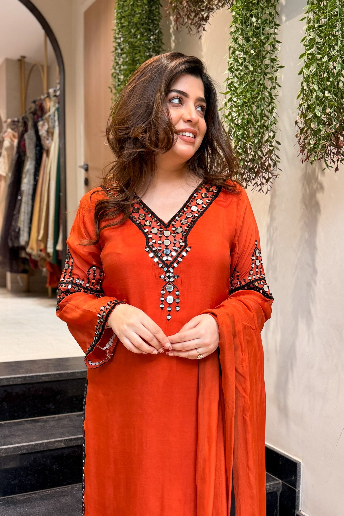Riyanvi Mirror Embroidered Suit Set