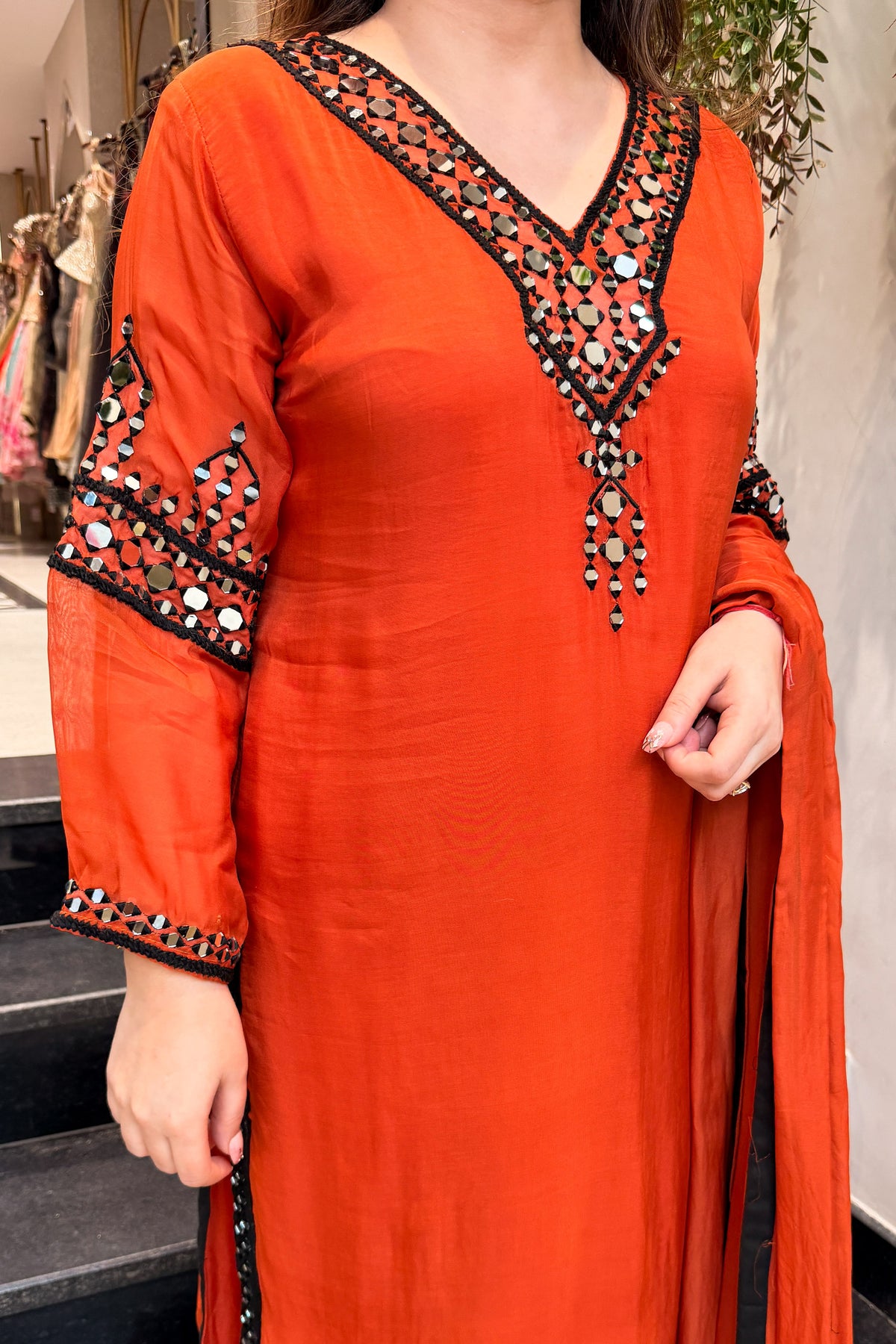 Riyanvi Mirror Embroidered Suit Set