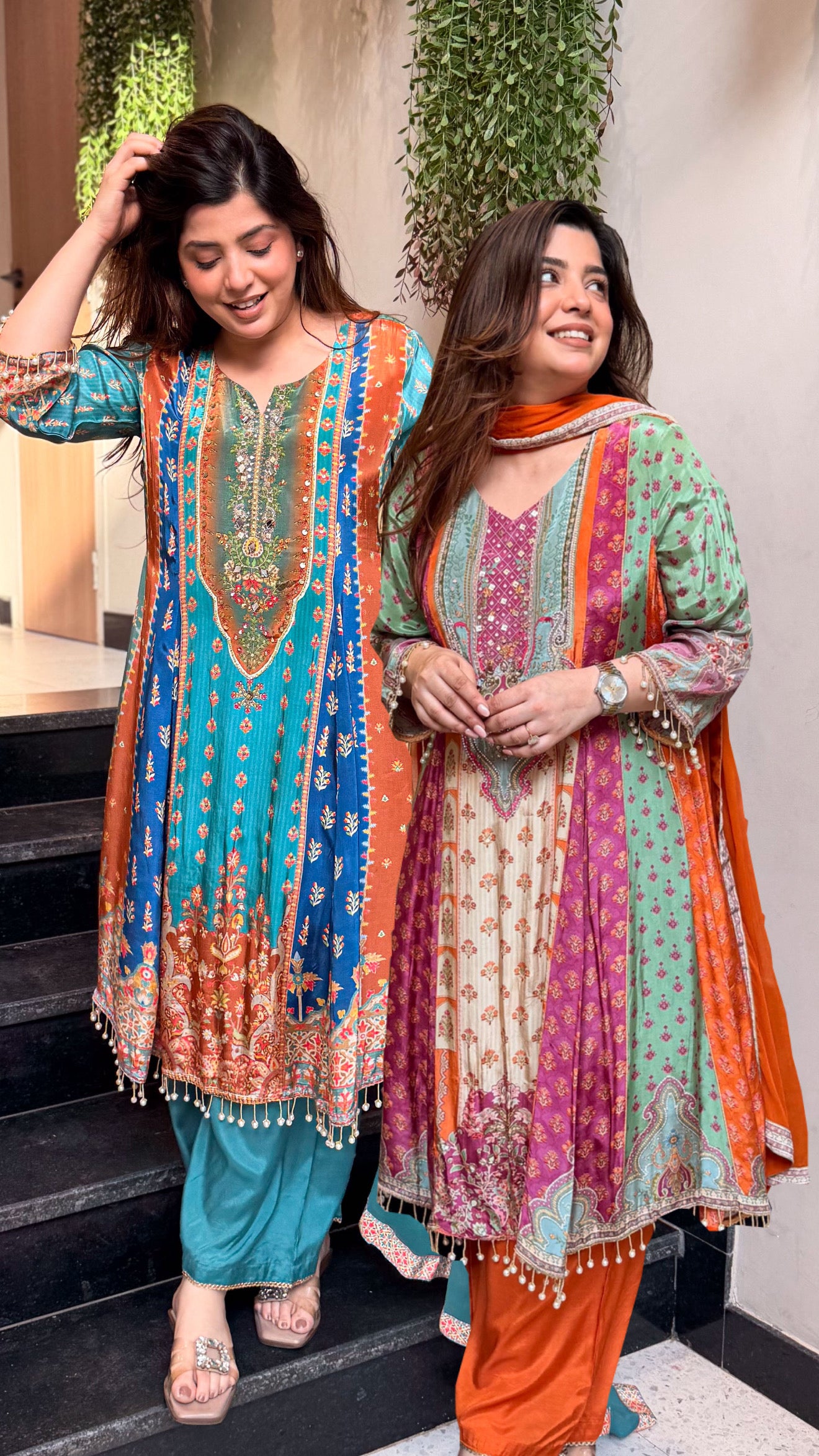 Husna Printed A Line Suit Set