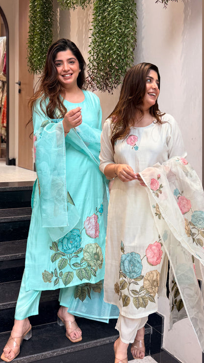 Vamika Floral Hand Painted Suit Set