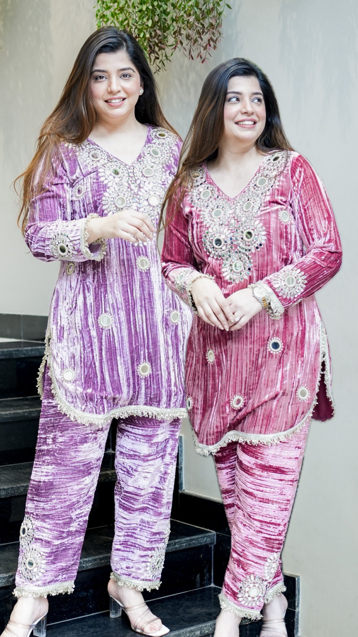 Mishka Embroidered Velvet Co ord Set