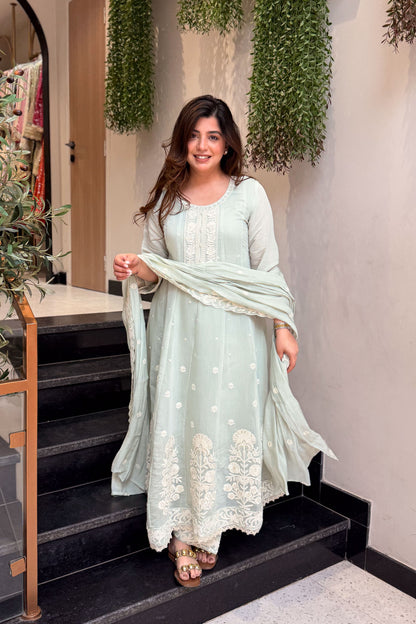 Urmi Light Green Embroidered Anarkali Suit Set