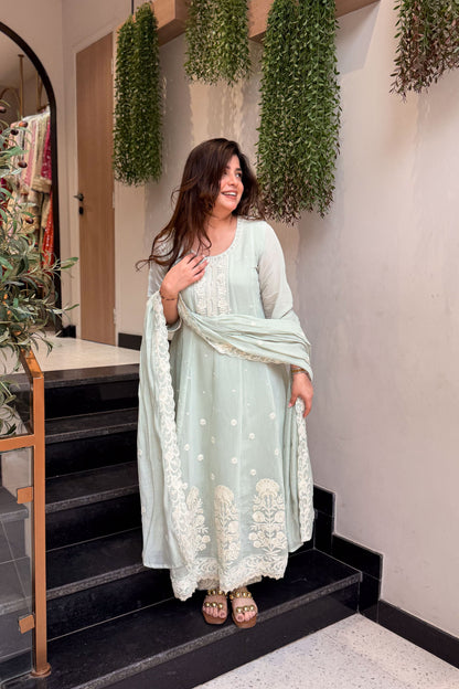 Urmi Light Green Embroidered Anarkali Suit Set