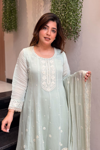 Urmi Light Green Embroidered Anarkali Suit Set