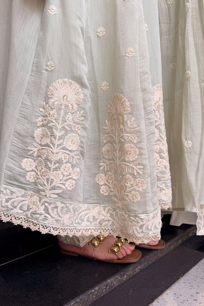 Urmi Light Green Embroidered Anarkali Suit Set
