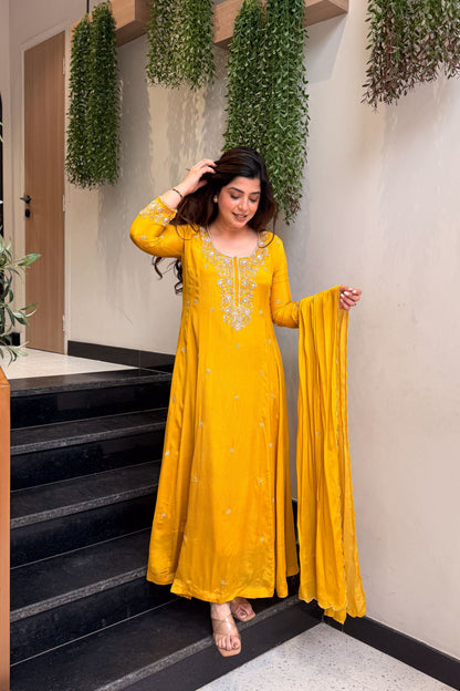 Zova Embroidered Anarkali Suit Set